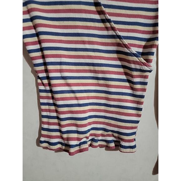 Allegra K Crossover Form Fitting Top Ribbed Striped sz XL SMALL FITTING - Picture 3 of 5